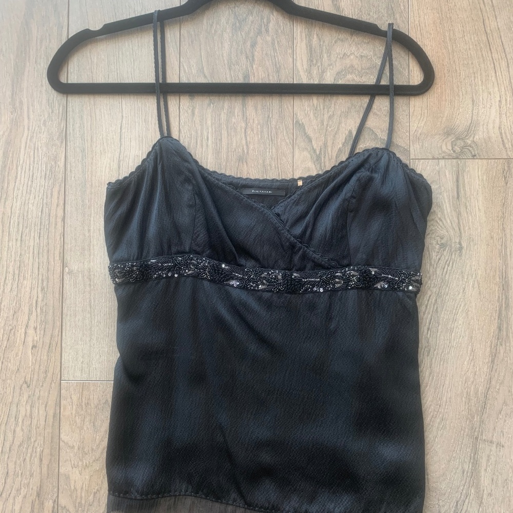 black satin camisole